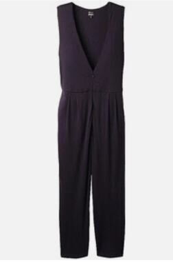Leur Logette Navy Cropped Jumpsuit Size Small